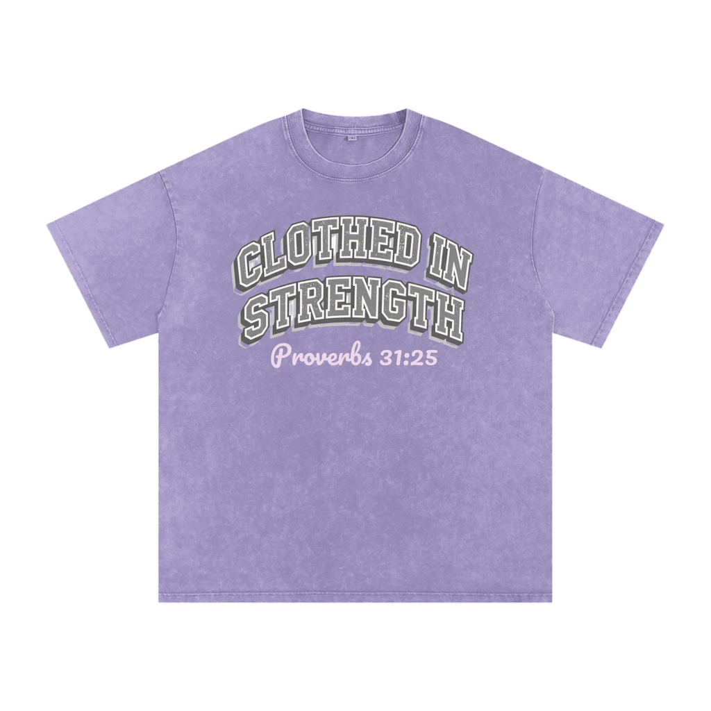 Proverbs 31:25 - Snow Washed Oversized Cotton T-Shirt